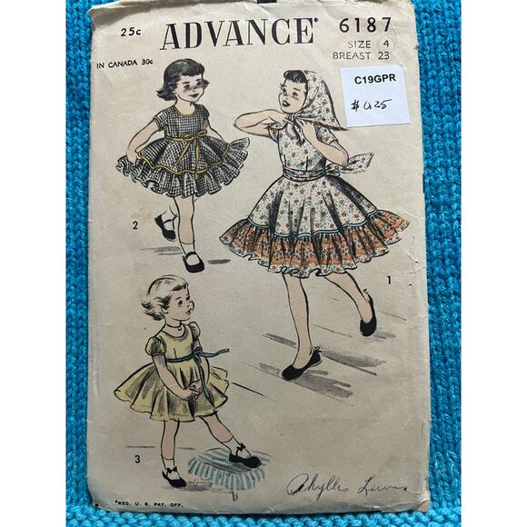 Advance Sewing pattern girls dress circle skirt 1940s size 4 - Picture 1 of 4